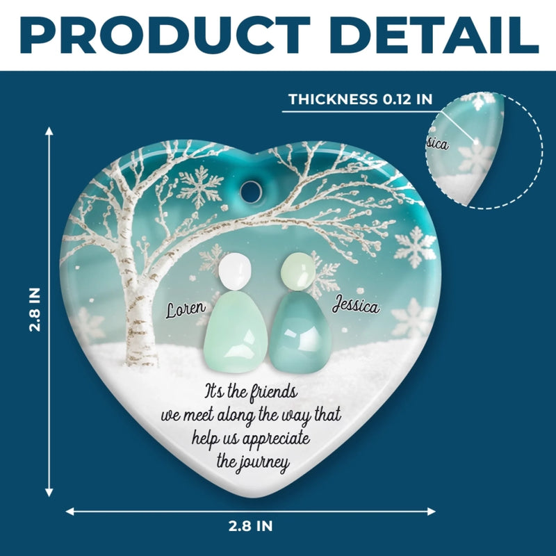 Custom Sea Glass Ceramic Ornament - Personalized Best Friend Christmas Birthday Gifts For Women, Besties, Sisters, BFF, Beach Lovers - Tides Brought Us Together