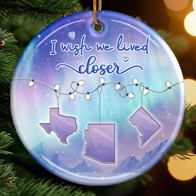 Custom Long Distance Ceramic Ornament - Personalized Best Friend Christmas Birthday Gifts For Women, Besties, Sisters, BFF - No Map Can Measure Us