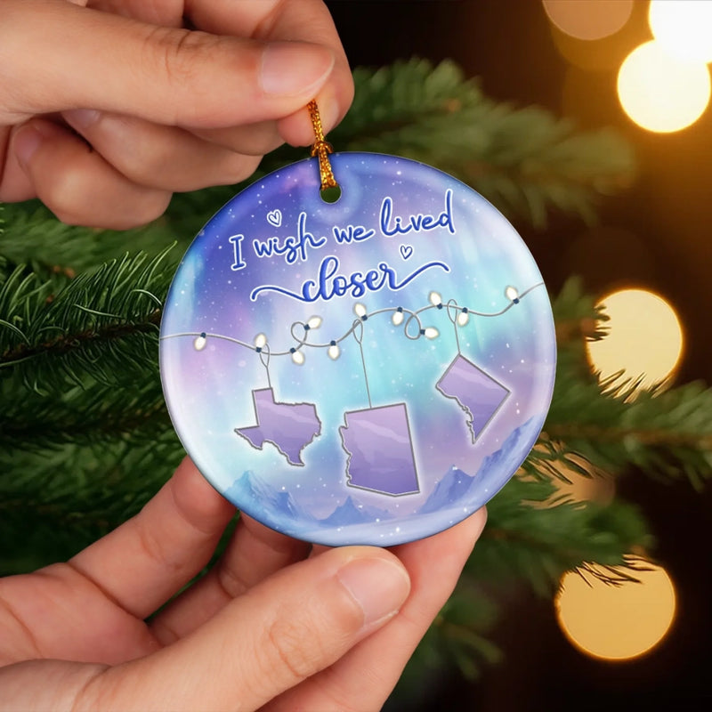 Custom Long Distance Ceramic Ornament - Personalized Best Friend Christmas Birthday Gifts For Women, Besties, Sisters, BFF - No Map Can Measure Us