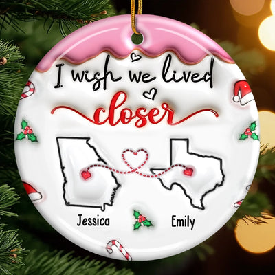 Custom Long Distance Ceramic Ornament - Personalized Best Friend Christmas Birthday Gifts For Women, Besties, Sisters, BFF - Our Bond Knows No Miles