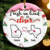 Custom Long Distance Ceramic Ornament - Personalized Best Friend Christmas Birthday Gifts For Women, Besties, Sisters, BFF - Our Bond Knows No Miles