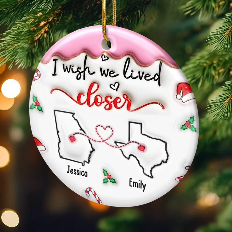 Custom Long Distance Ceramic Ornament - Personalized Best Friend Christmas Birthday Gifts For Women, Besties, Sisters, BFF - Our Bond Knows No Miles
