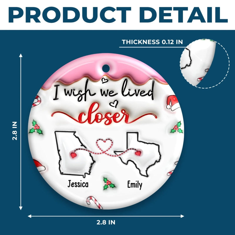 Custom Long Distance Ceramic Ornament - Personalized Best Friend Christmas Birthday Gifts For Women, Besties, Sisters, BFF - Our Bond Knows No Miles
