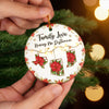 Custom Long Distance Ceramic Ornament - Personalized Christmas Birthday Gifts For Mom, Dad, Brother, Sister, Kids - Poinsettias Bloom Where Hearts Meet