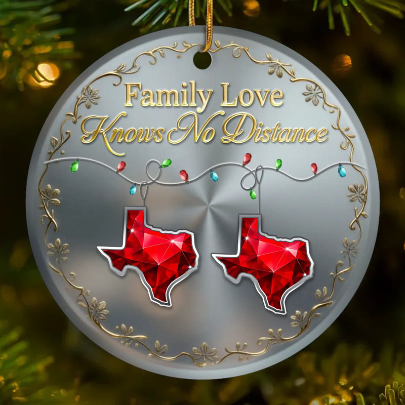 Custom Long Distance Ceramic Ornament - Personalized Christmas Birthday Gifts For Mom, Dad, Brother, Sister, Kids - Every Mile Reflects Our Bond