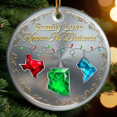 Custom Long Distance Ceramic Ornament - Personalized Christmas Birthday Gifts For Mom, Dad, Brother, Sister, Kids - Every Mile Reflects Our Bond