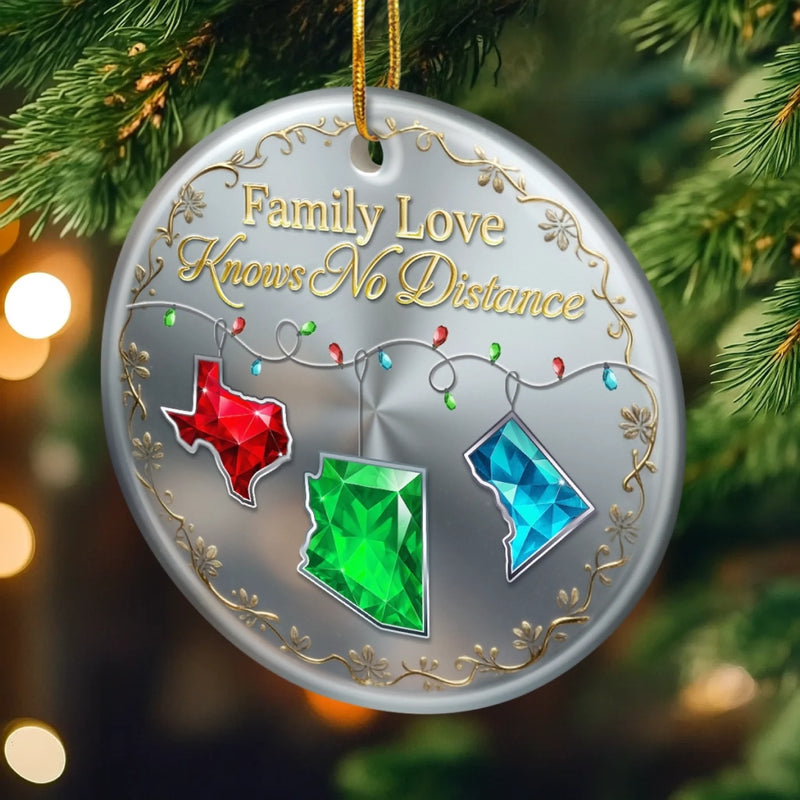 Custom Long Distance Ceramic Ornament - Personalized Christmas Birthday Gifts For Mom, Dad, Brother, Sister, Kids - Every Mile Reflects Our Bond