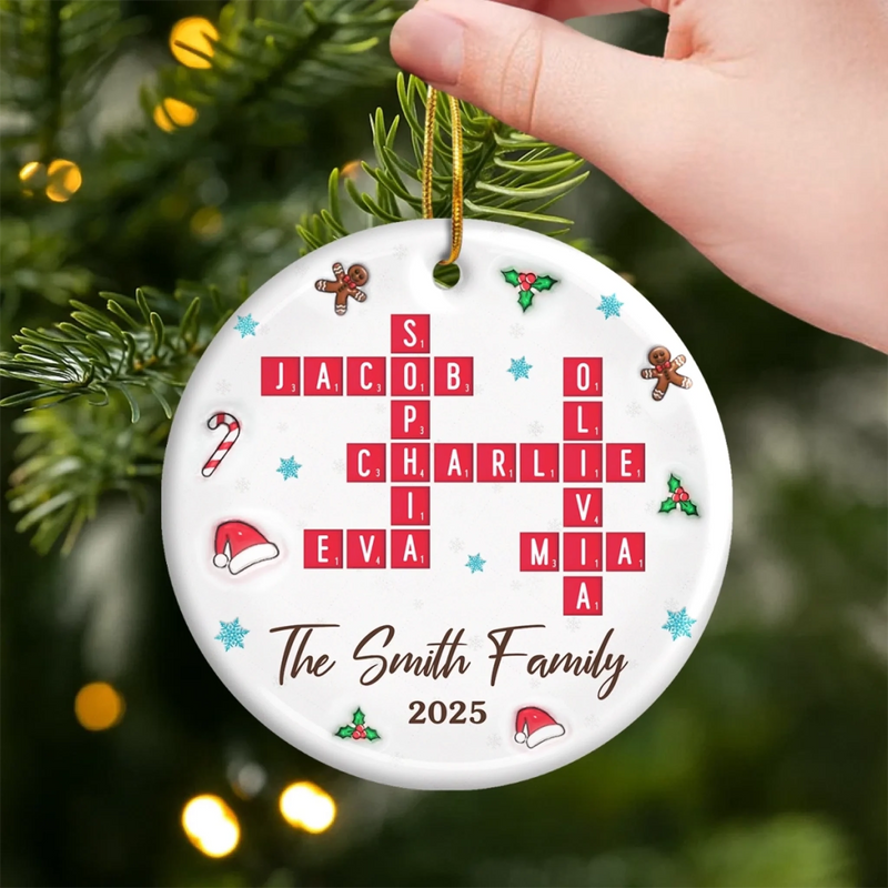 Custom Scrabble Ceramic Ornament - Personalized Christmas Birthday Gifts For Mom, Dad, Brother, Sister, Kids - The Best Crossword We Ever Made