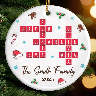 Custom Scrabble Ceramic Ornament - Personalized Christmas Birthday Gifts For Mom, Dad, Brother, Sister, Kids - The Best Crossword We Ever Made