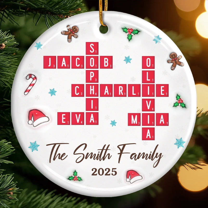 Custom Scrabble Ceramic Ornament - Personalized Christmas Birthday Gifts For Mom, Dad, Brother, Sister, Kids - The Best Crossword We Ever Made