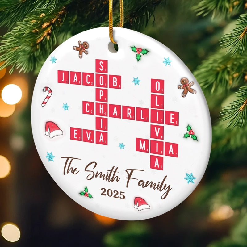 Custom Scrabble Ceramic Ornament - Personalized Christmas Birthday Gifts For Mom, Dad, Brother, Sister, Kids - The Best Crossword We Ever Made