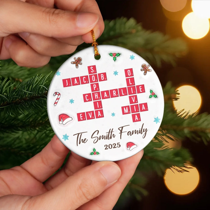 Custom Scrabble Ceramic Ornament - Personalized Christmas Birthday Gifts For Mom, Dad, Brother, Sister, Kids - The Best Crossword We Ever Made
