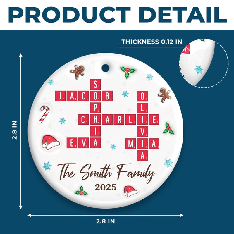 Custom Scrabble Ceramic Ornament - Personalized Christmas Birthday Gifts For Mom, Dad, Brother, Sister, Kids - The Best Crossword We Ever Made
