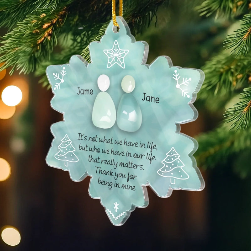 Custom Sea Glass Acrylic Ornament - Personalized Anniversary Christmas Wedding Gifts For Husband And Wife, Him And Her, Couples, Beach Lovers - Ocean Air Warm Hearts