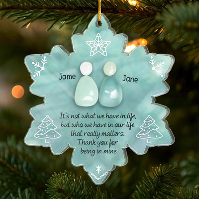 Custom Sea Glass Acrylic Ornament - Personalized Anniversary Christmas Wedding Gifts For Husband And Wife, Him And Her, Couples, Beach Lovers - Ocean Air Warm Hearts
