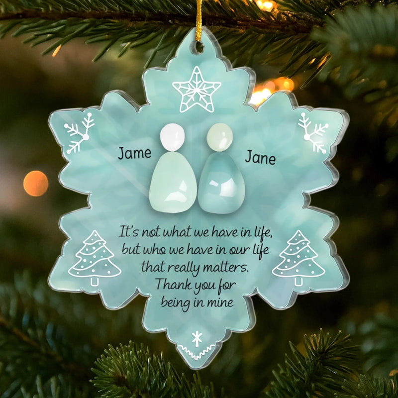 Custom Sea Glass Acrylic Ornament - Personalized Anniversary Christmas Wedding Gifts For Husband And Wife, Him And Her, Couples, Beach Lovers - Ocean Air Warm Hearts