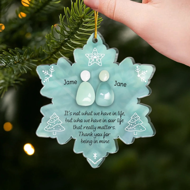 Custom Sea Glass Acrylic Ornament - Personalized Anniversary Christmas Wedding Gifts For Husband And Wife, Him And Her, Couples, Beach Lovers - Ocean Air Warm Hearts