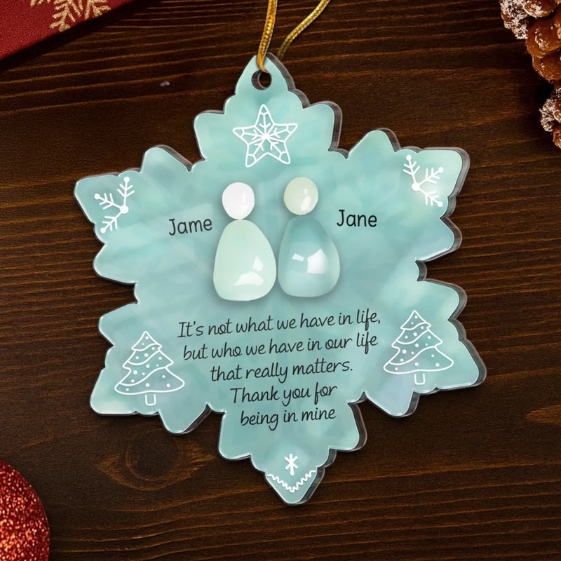 Custom Sea Glass Acrylic Ornament - Personalized Anniversary Christmas Wedding Gifts For Husband And Wife, Him And Her, Couples, Beach Lovers - Ocean Air Warm Hearts