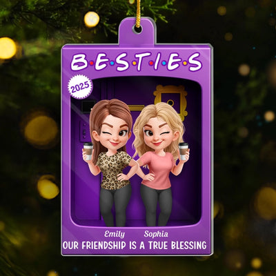 Custom Acrylic Ornament - Personalized Best Friend Christmas Birthday Gifts For Women, Besties, Sisters, BFF - Merry Moments With My Besties