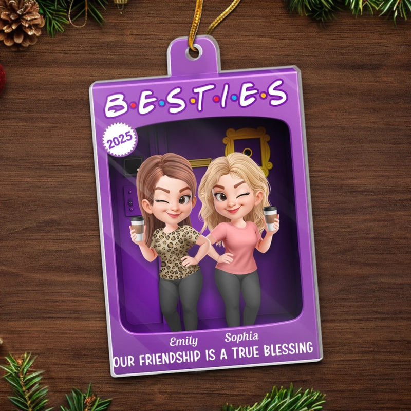 Custom Acrylic Ornament - Personalized Best Friend Christmas Birthday Gifts For Women, Besties, Sisters, BFF - Merry Moments With My Besties