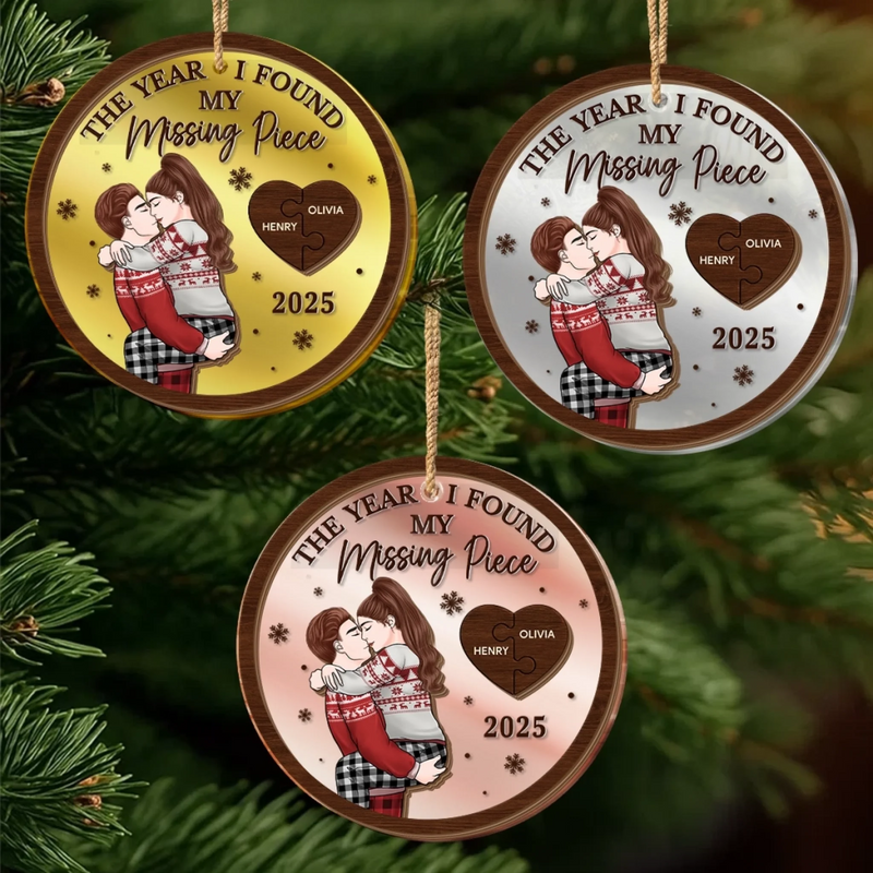 Custom Wooden Mirror Acrylic Ornament - Personalized  Anniversary Christmas Wedding Gifts For Husband And Wife, Him And Her - Years Change Love Stays