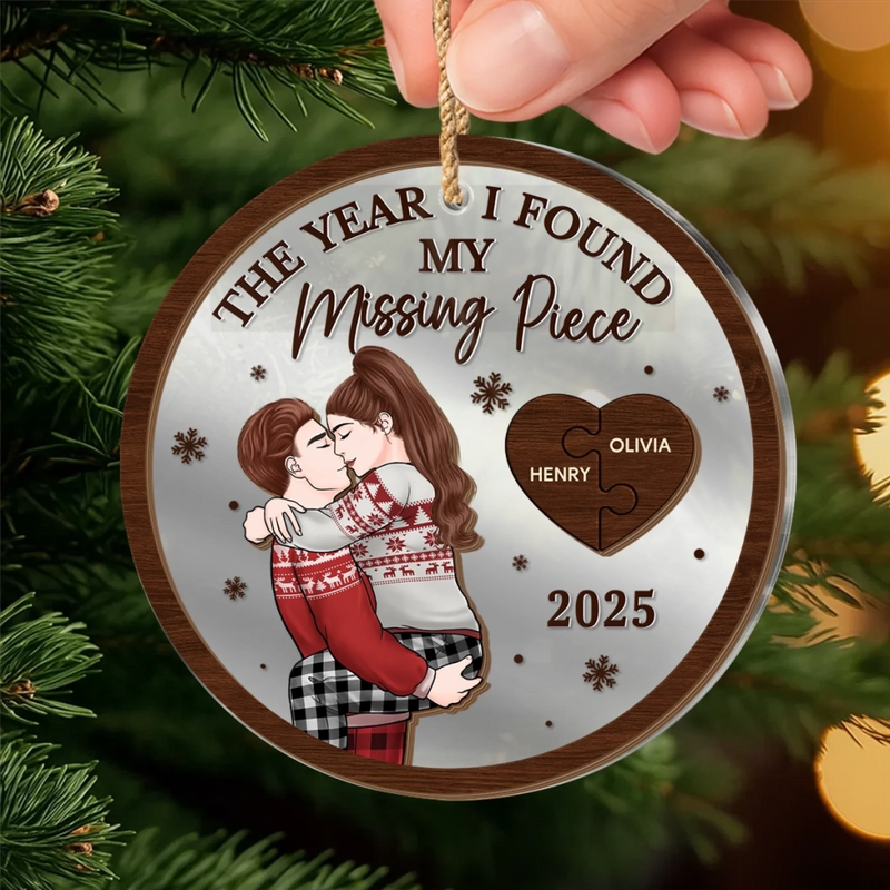 Custom Wooden Mirror Acrylic Ornament - Personalized  Anniversary Christmas Wedding Gifts For Husband And Wife, Him And Her - Years Change Love Stays