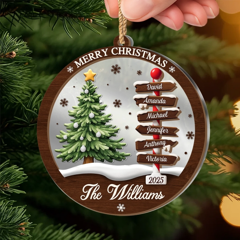 Custom Wooden Mirror Acrylic Ornament - Personalized Christmas Birthday Gifts For Mom, Dad, Brother, Sister, Kids - Love Reflects Here