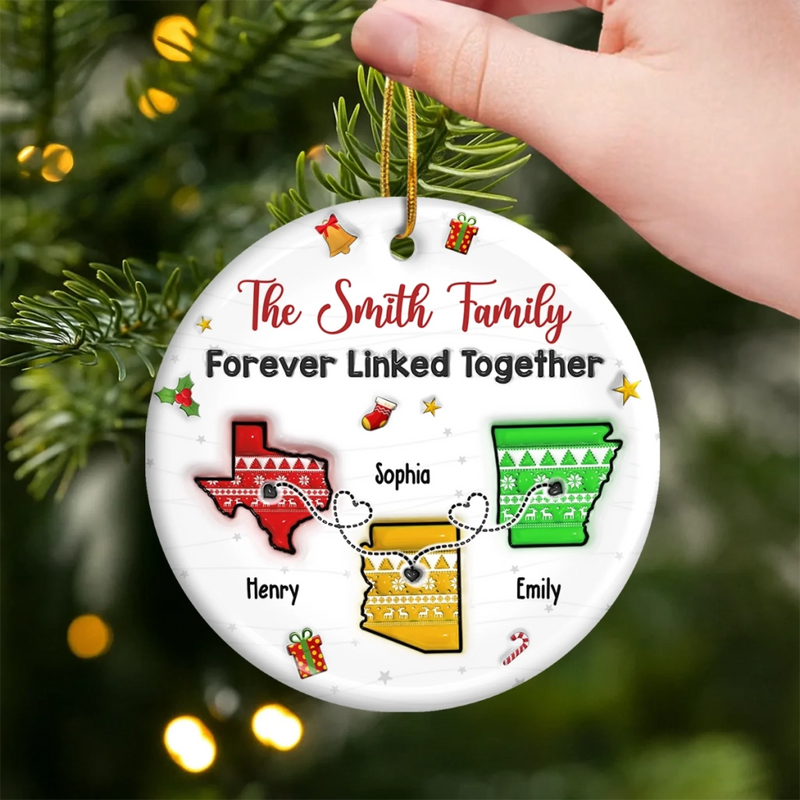 Custom Long Distance Ceramic Ornament - Personalized Christmas Birthday Gifts For Mom, Dad, Brother, Sister, Kids - From My Heart To Yours