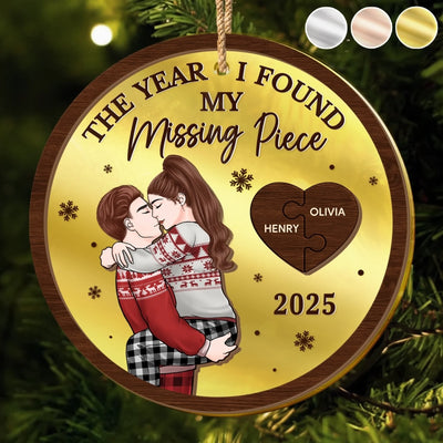 Custom Wooden Mirror Acrylic Ornament - Personalized  Anniversary Christmas Wedding Gifts For Husband And Wife, Him And Her - Years Change Love Stays