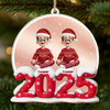 Custom Wooden Mirror Acrylic Ornament - Personalized Christmas Birthday Gifts For Mom, Dad, Brother, Sister, Kids - Joy Begins Where We Gather