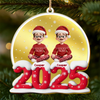 Custom Wooden Mirror Acrylic Ornament - Personalized Christmas Birthday Gifts For Mom, Dad, Brother, Sister, Kids - Joy Begins Where We Gather