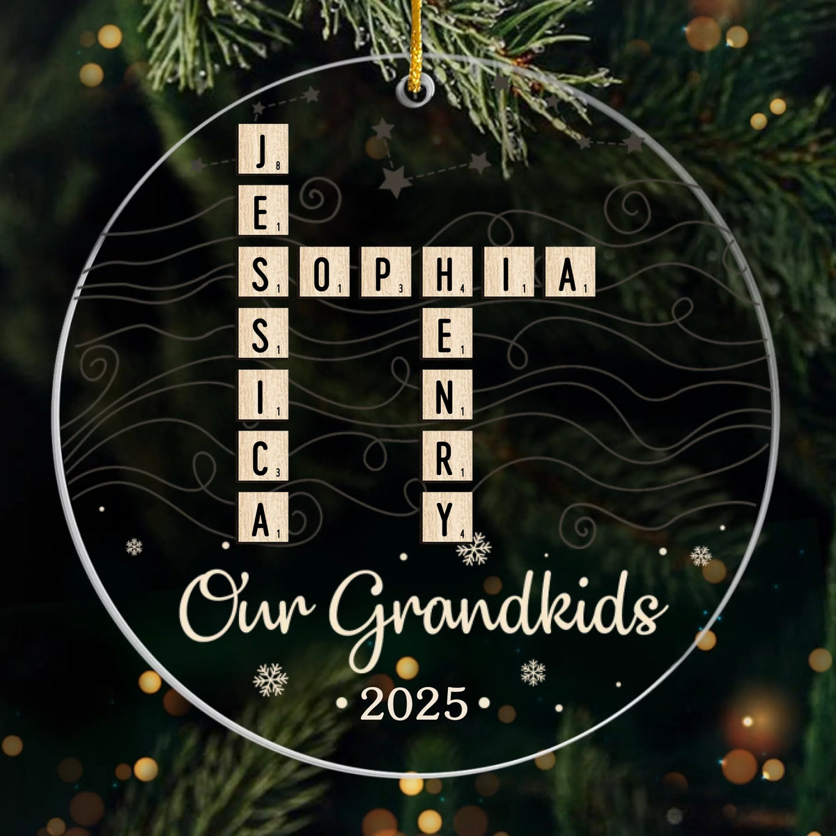 Custom Scrabble Acrylic Ornament - Personalized Christmas Birthday Gifts For Grandpa, Grandma - Home Made Of Words