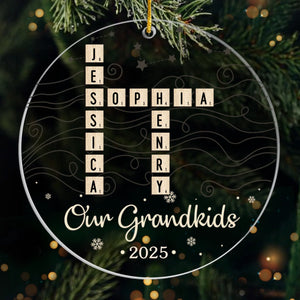 Custom Scrabble Acrylic Ornament - Personalized Christmas Birthday Gifts For Grandpa, Grandma - Home Made Of Words
