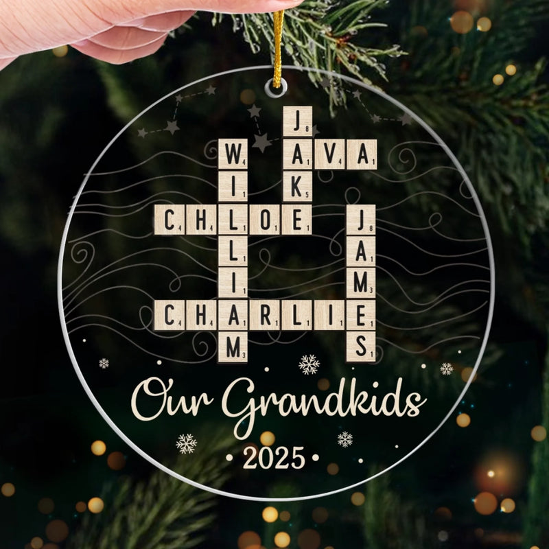 Custom Scrabble Acrylic Ornament - Personalized Christmas Birthday Gifts For Grandpa, Grandma - Home Made Of Words