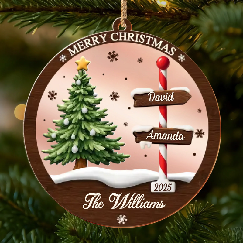 Custom Wooden Mirror Acrylic Ornament - Personalized Christmas Birthday Gifts For Mom, Dad, Brother, Sister, Kids - Love Reflects Here