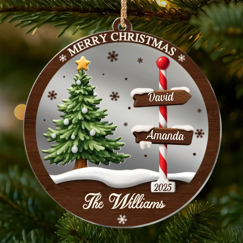 Custom Wooden Mirror Acrylic Ornament - Personalized Christmas Birthday Gifts For Mom, Dad, Brother, Sister, Kids - Love Reflects Here