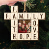 Custom Photo Scrabble Double Layer Wooden Ornament - Personalized Christmas Birthday Gifts For Mom, Dad, Brother, Sister, Kids - Our Family, Our Greatest Word