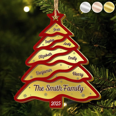 Custom Wooden Mirror Acrylic Ornament - Personalized Christmas Birthday Gifts For Mom, Dad, Brother, Sister, Kids - Merry Hearts Always