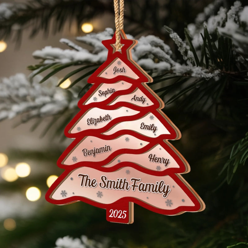 Custom Wooden Mirror Acrylic Ornament - Personalized Christmas Birthday Gifts For Mom, Dad, Brother, Sister, Kids - Merry Hearts Always