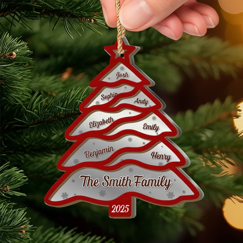 Custom Wooden Mirror Acrylic Ornament - Personalized Christmas Birthday Gifts For Mom, Dad, Brother, Sister, Kids - Merry Hearts Always