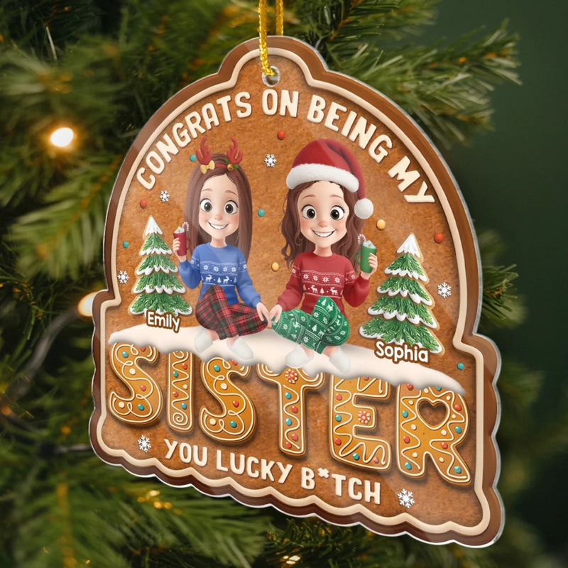 Custom Acrylic Ornament - Personalized Best Friend Christmas Birthday Gifts For Women, Besties, Sisters, BFF - More Than Sisters, We’re Each Other’s Alibi