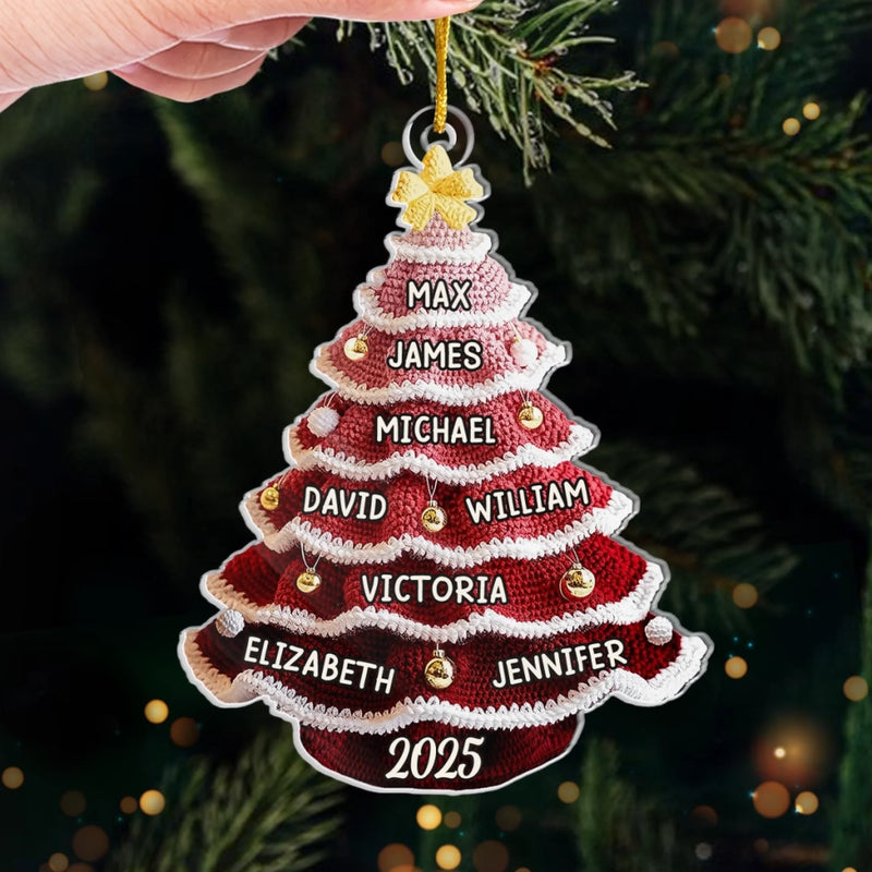 Custom Crochet Acrylic Ornament - Personalized Christmas Birthday Gifts For Mom, Dad, Brother, Sister, Kids - Snowy Days Endless Laughs
