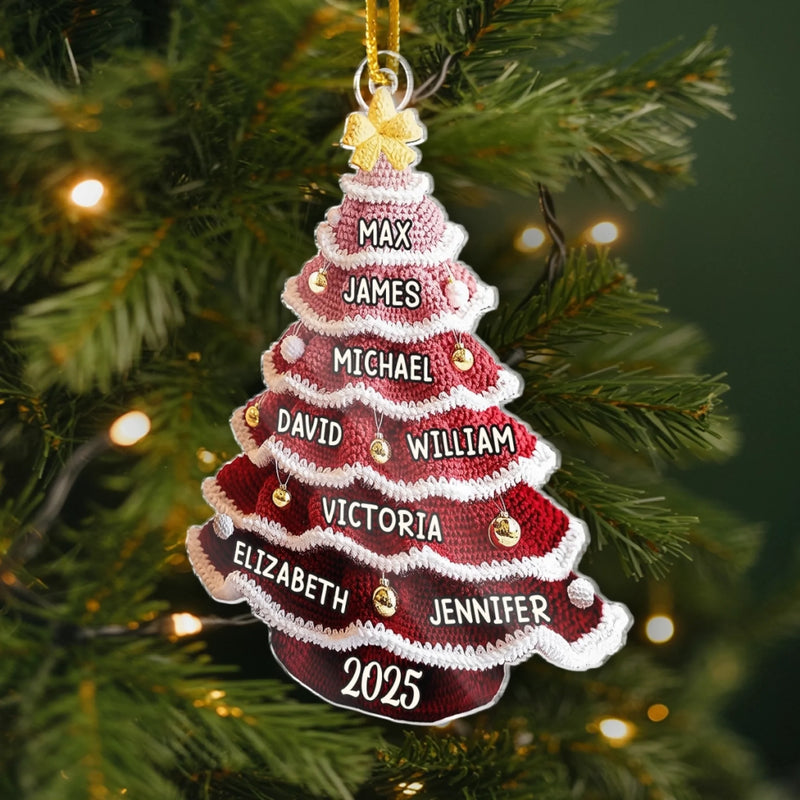 Custom Crochet Acrylic Ornament - Personalized Christmas Birthday Gifts For Mom, Dad, Brother, Sister, Kids - Snowy Days Endless Laughs