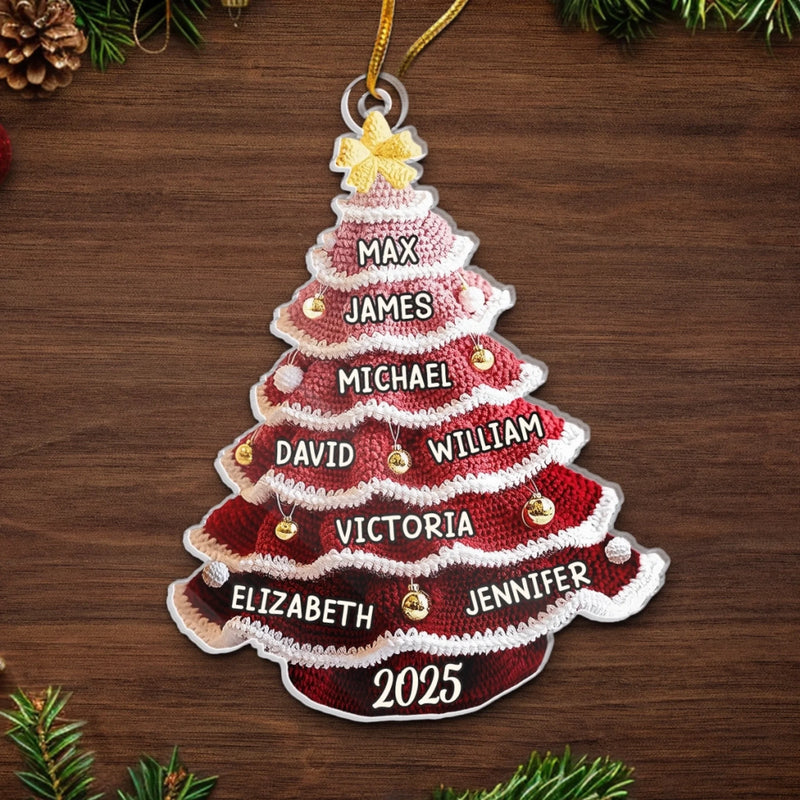 Custom Crochet Acrylic Ornament - Personalized Christmas Birthday Gifts For Mom, Dad, Brother, Sister, Kids - Snowy Days Endless Laughs
