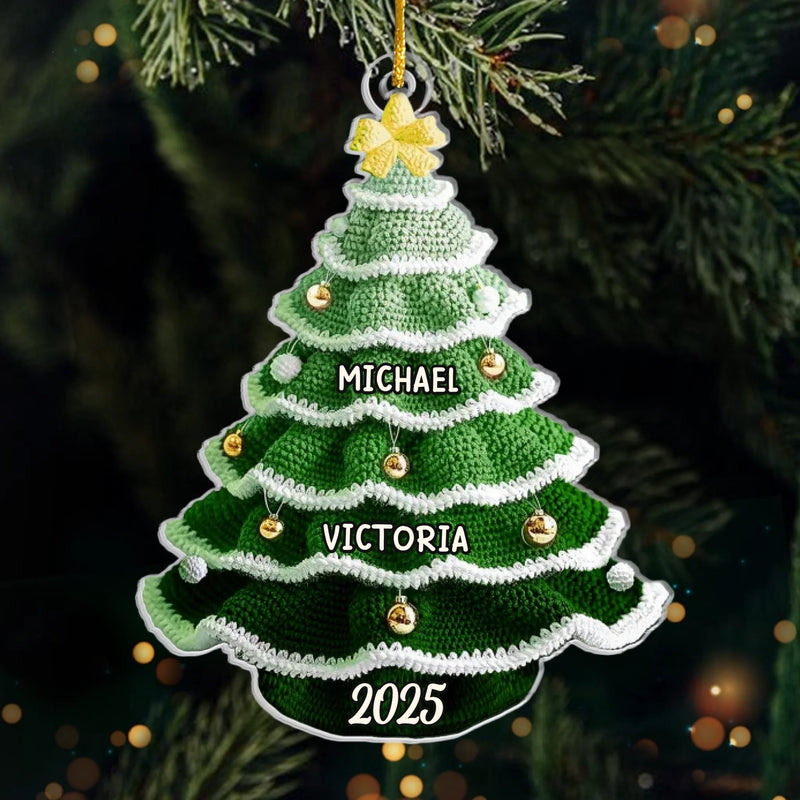 Custom Crochet Acrylic Ornament - Personalized Christmas Birthday Gifts For Mom, Dad, Brother, Sister, Kids - Snowy Days Endless Laughs