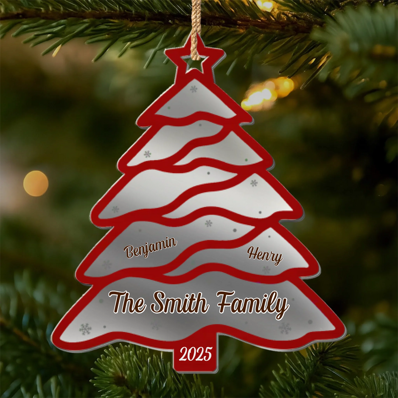 Custom Wooden Mirror Acrylic Ornament - Personalized Christmas Birthday Gifts For Mom, Dad, Brother, Sister, Kids - Merry Hearts Always