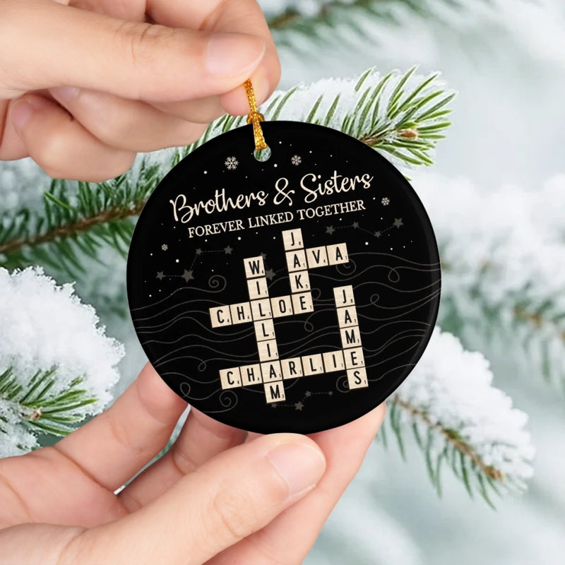Custom Scrabble Ceramic Ornament - Personalized Christmas Birthday Gifts For Brother, Sister - Family Spelled Here