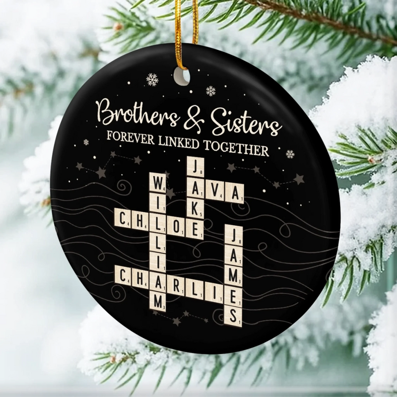 Custom Scrabble Ceramic Ornament - Personalized Christmas Birthday Gifts For Brother, Sister - Family Spelled Here