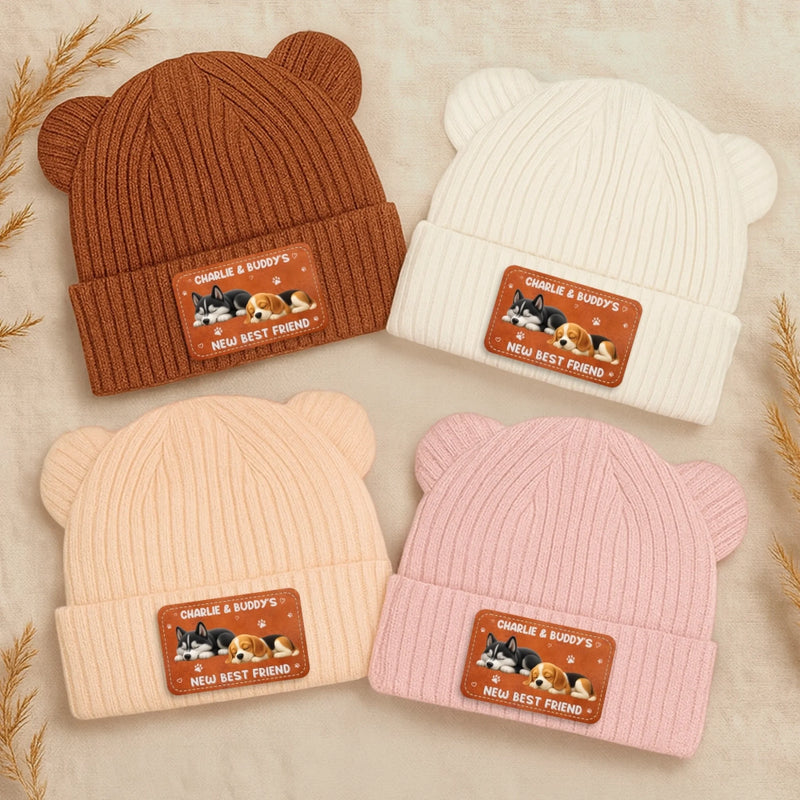 Custom Baby Beanie And Mittens Set - Personalized Baby Shower, Gender Reveal Gifts For New Moms, New Dads, New Parents, Dog Cat Lovers - New Adventure Begins