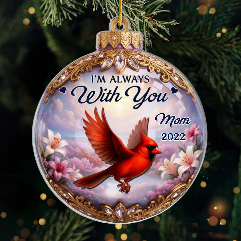 Custom Cardinal Acrylic Ornament - Personalized Christmas Memorial Sympathy Gifts For Loss Of Mom, Dad - Love Lives Beyond Goodbye